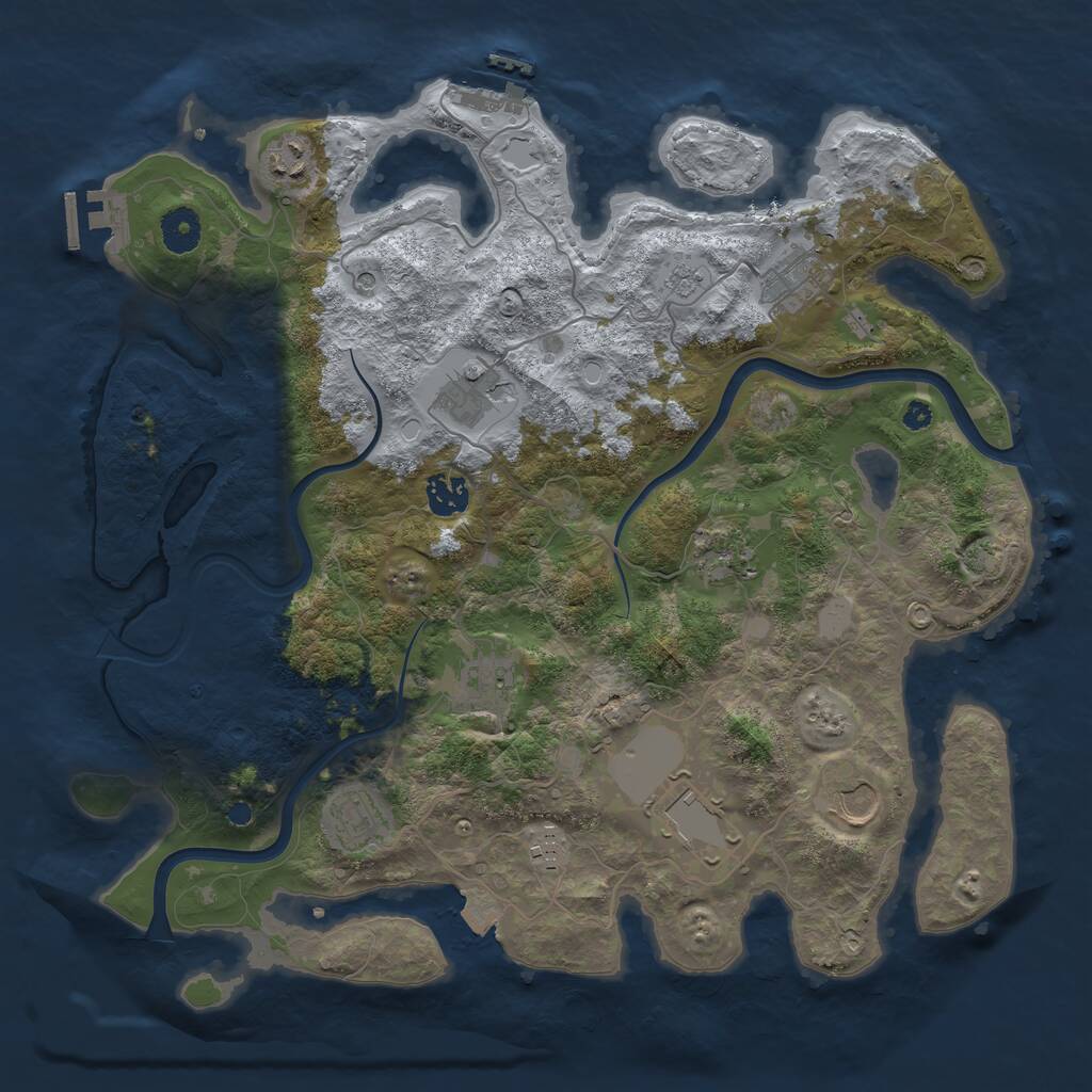 Rust Map: Procedural Map, Size: 3800, Seed: 1872, 16 Monuments