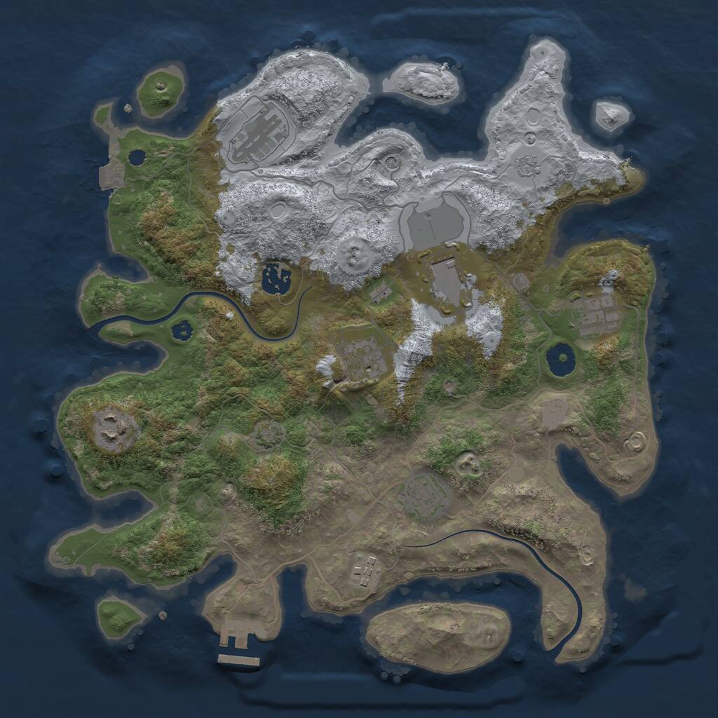 Rust Map: Procedural Map, Size: 3500, Seed: 244902, 13 Monuments
