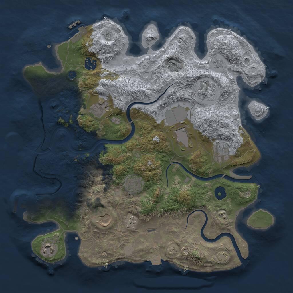 Rust Map: Procedural Map, Size: 3500, Seed: 178670, 15 Monuments