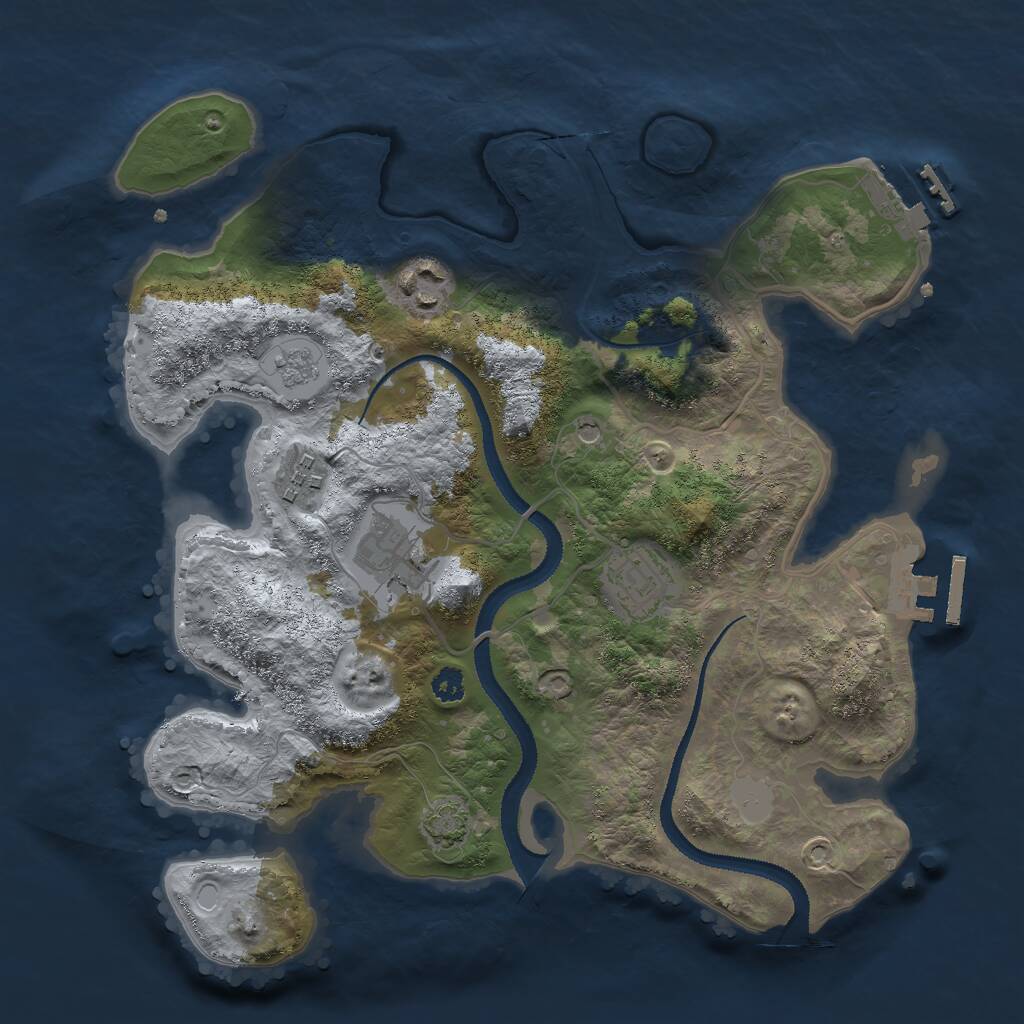 Rust Map: Procedural Map, Size: 3000, Seed: 1638304, 10 Monuments