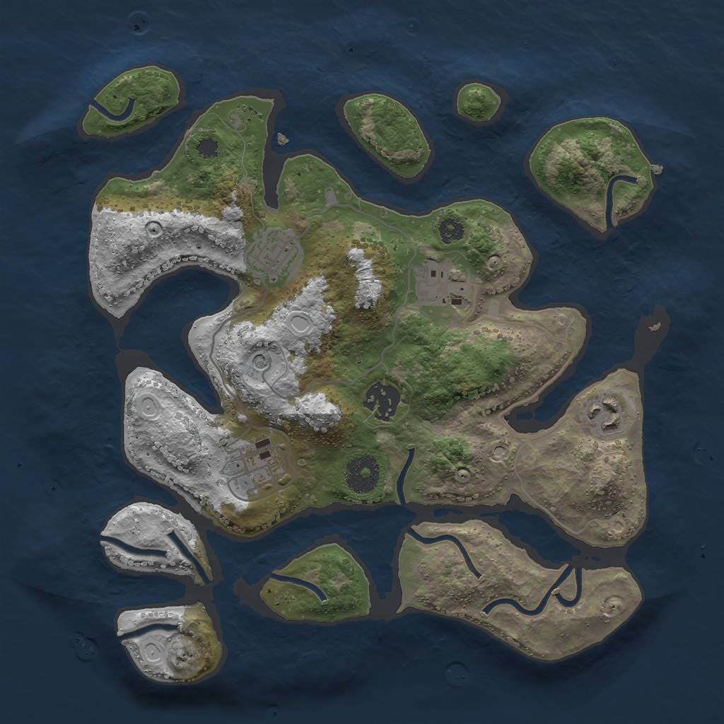 Rust Map: Procedural Map, Size: 3000, Seed: 1638304, 11 Monuments