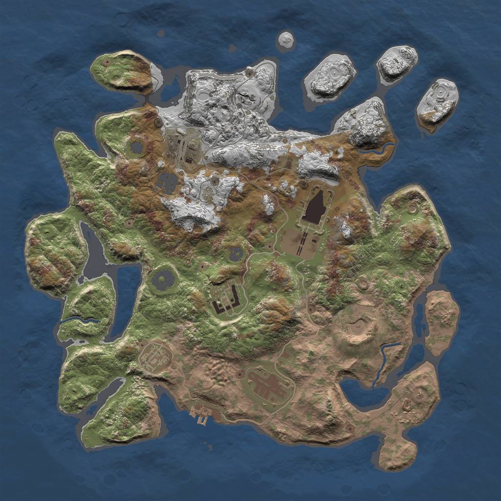 Rust Map: Procedural Map, Size: 3500, Seed: 496036, 12 Monuments