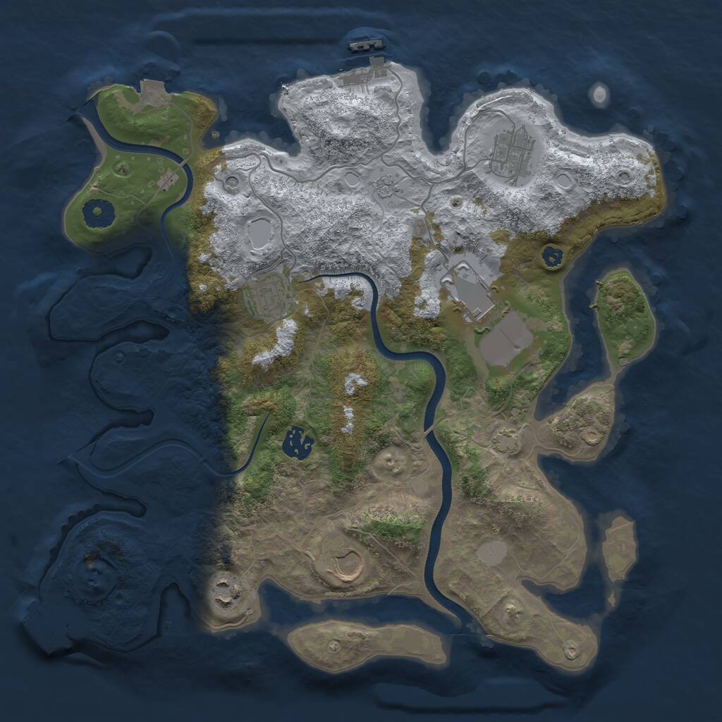 Rust Map: Procedural Map, Size: 3500, Seed: 496036, 12 Monuments