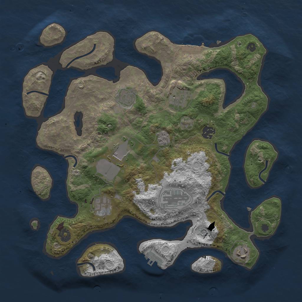 Rust Map: Procedural Map, Size: 3500, Seed: 826162, 16 Monuments