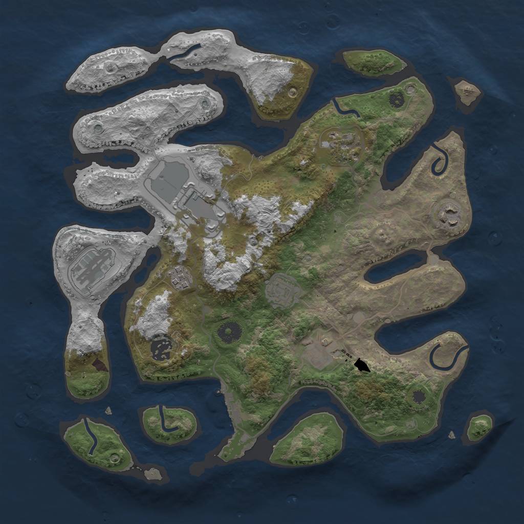 Rust Map: Procedural Map, Size: 3500, Seed: 282515, 11 Monuments