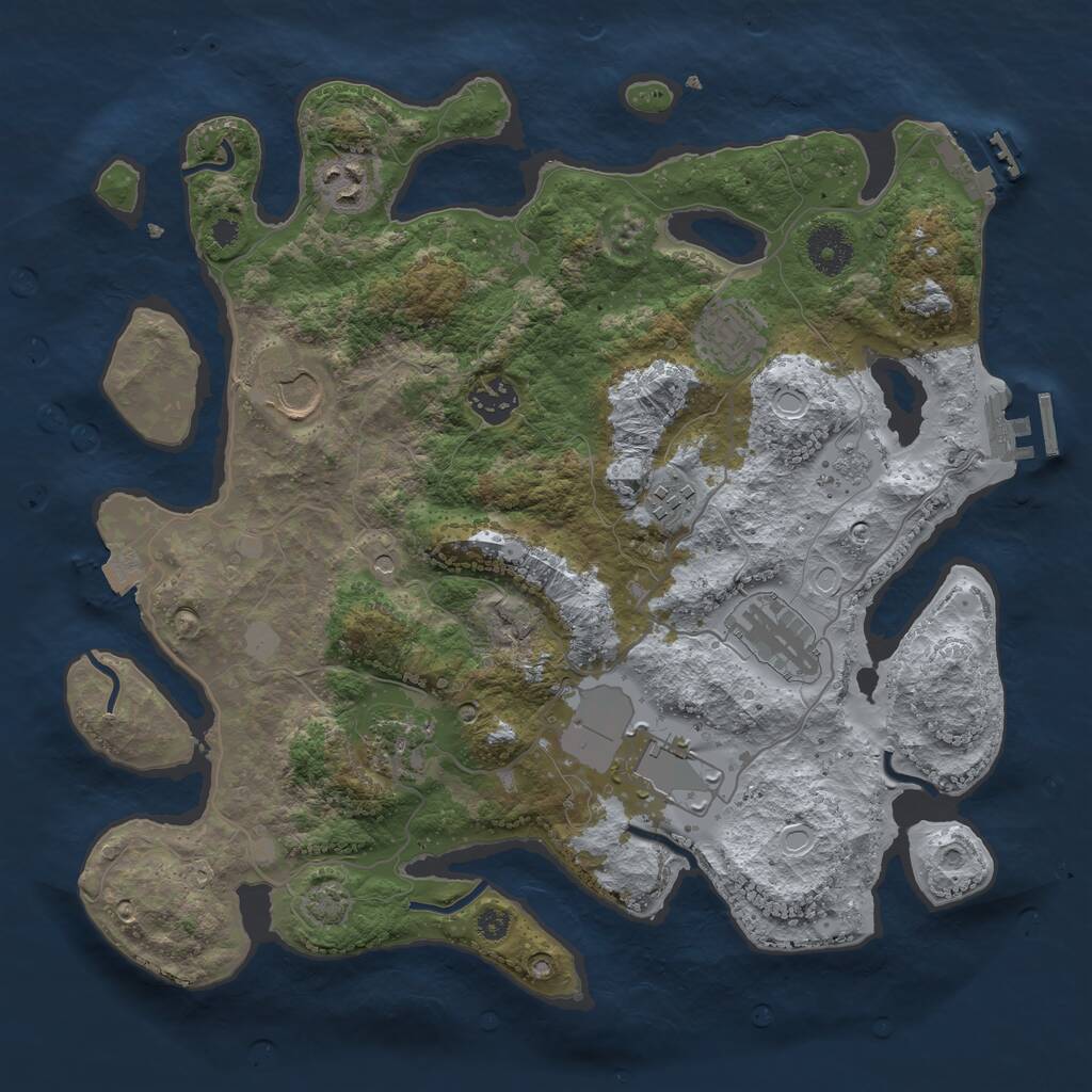 Rust Map: Procedural Map, Size: 3500, Seed: 743619, 14 Monuments