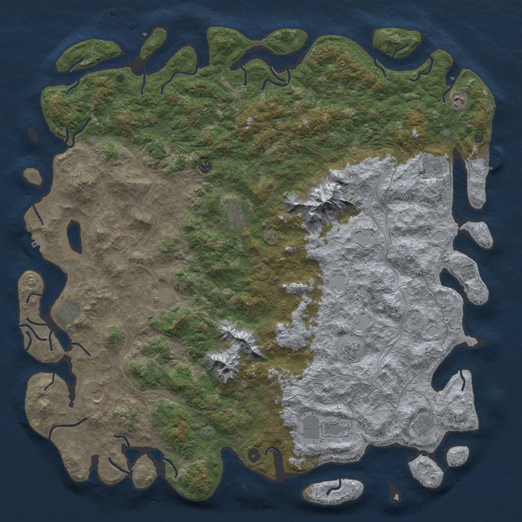 Rust Map: Procedural Map, Size: 6000, Seed: 4032021, 19 Monuments