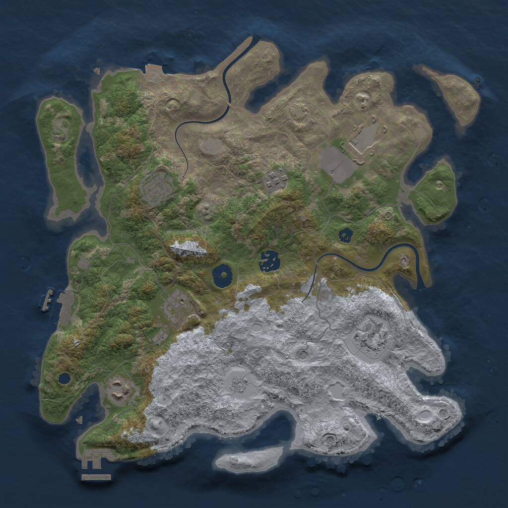 Rust Map: Procedural Map, Size: 3500, Seed: 1468908227, 13 Monuments