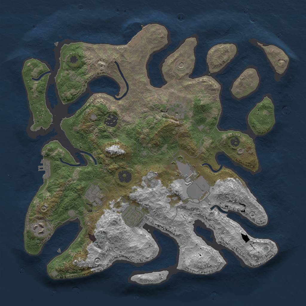 Rust Map: Procedural Map, Size: 3500, Seed: 1468908227, 12 Monuments