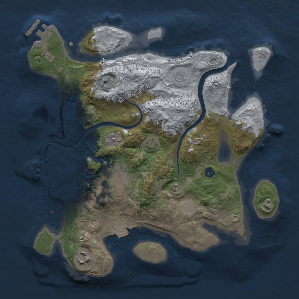 Rust Map: Procedural Map, Size: 3000, Seed: 630767, 9 Monuments