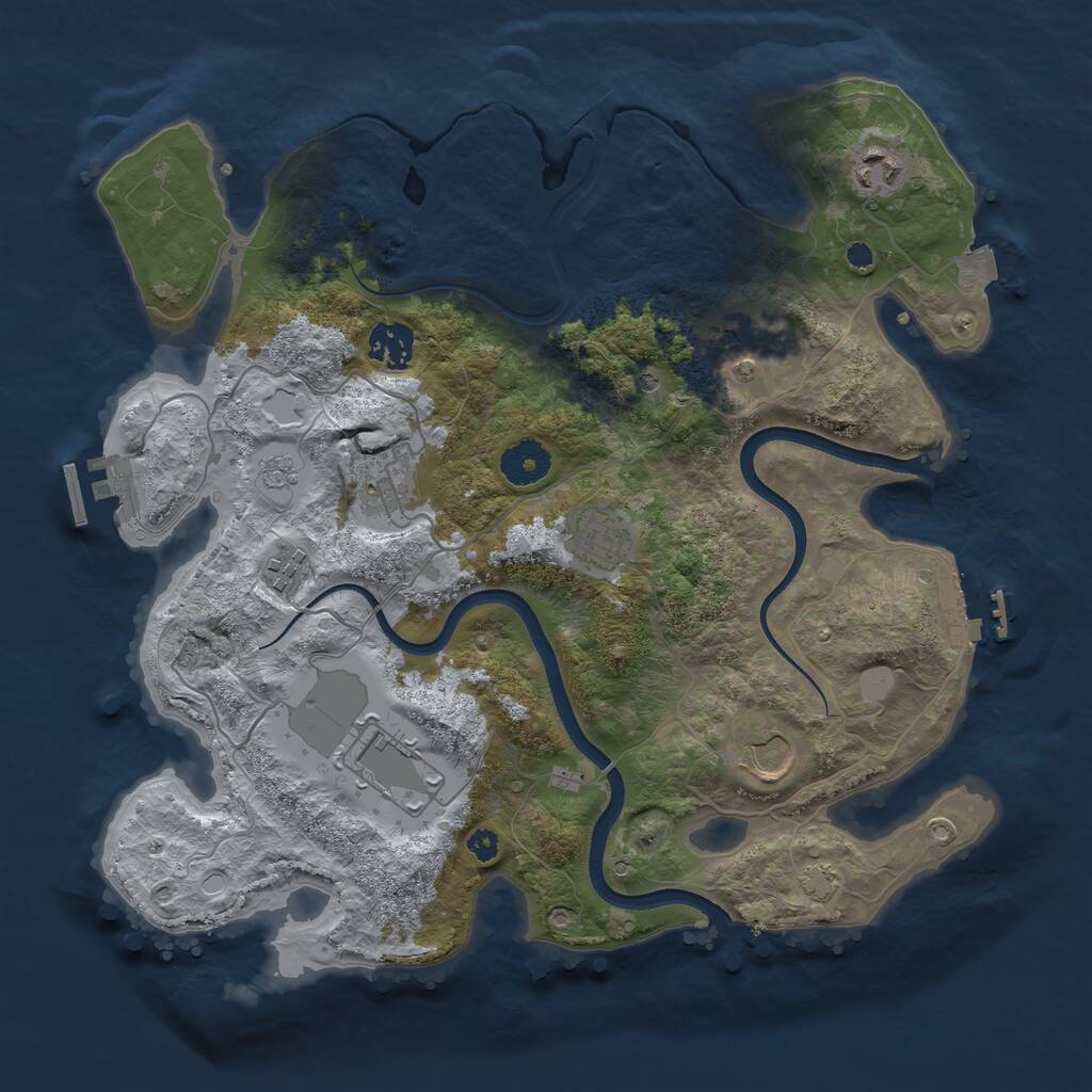 Rust Map: Procedural Map, Size: 3500, Seed: 5594487, 14 Monuments