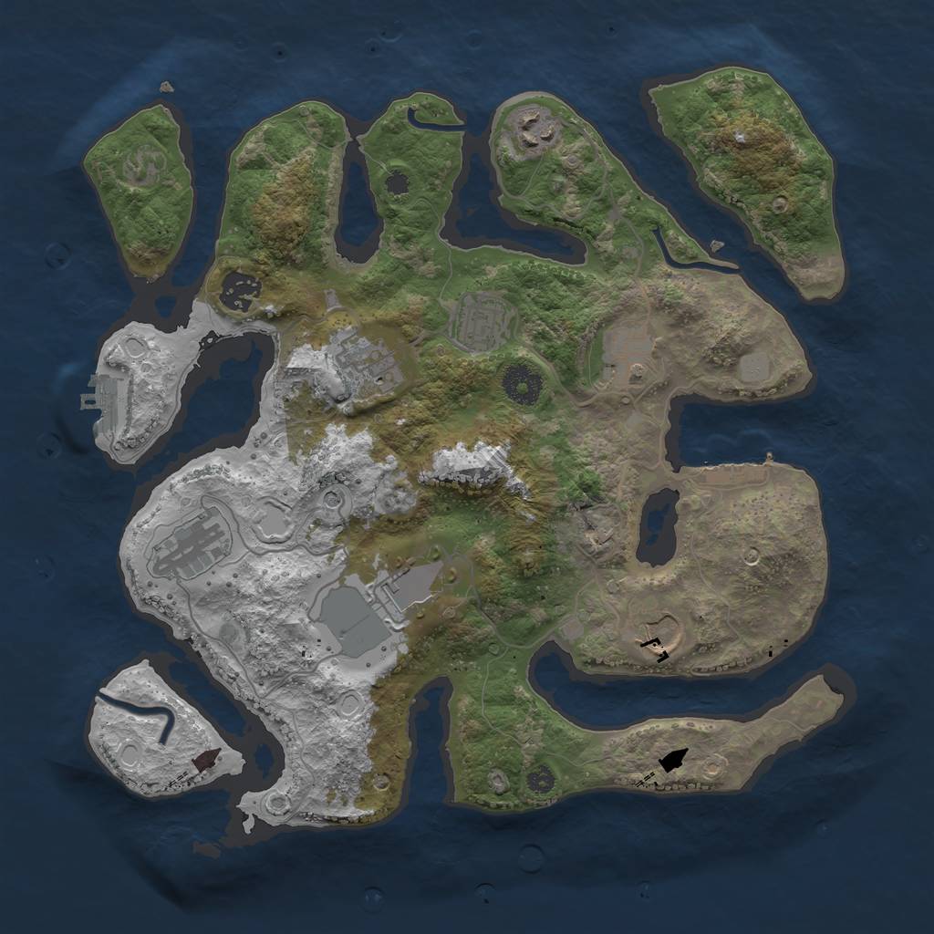 Rust Map: Procedural Map, Size: 3500, Seed: 5594487, 16 Monuments