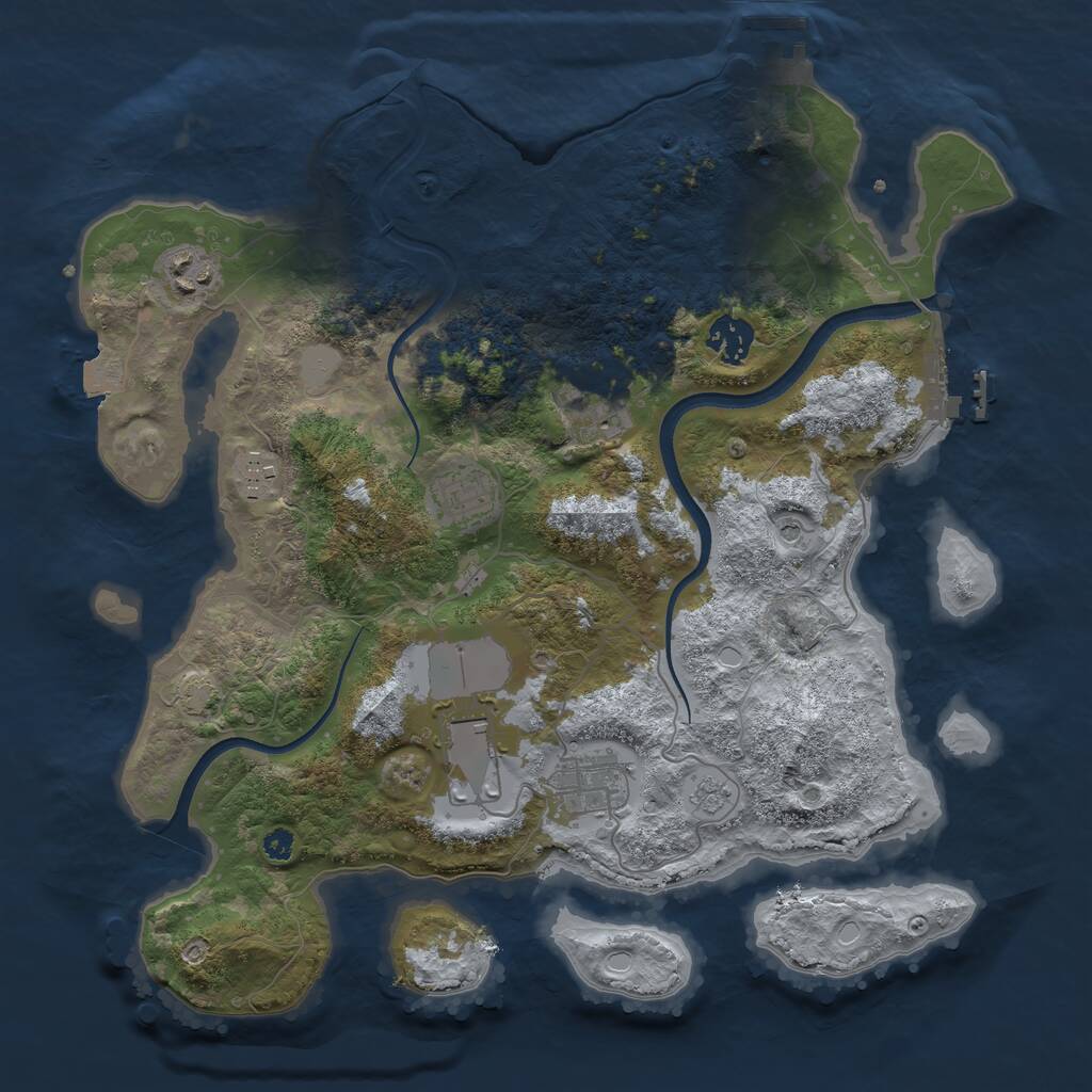 Rust Map: Procedural Map, Size: 3500, Seed: 941057, 13 Monuments