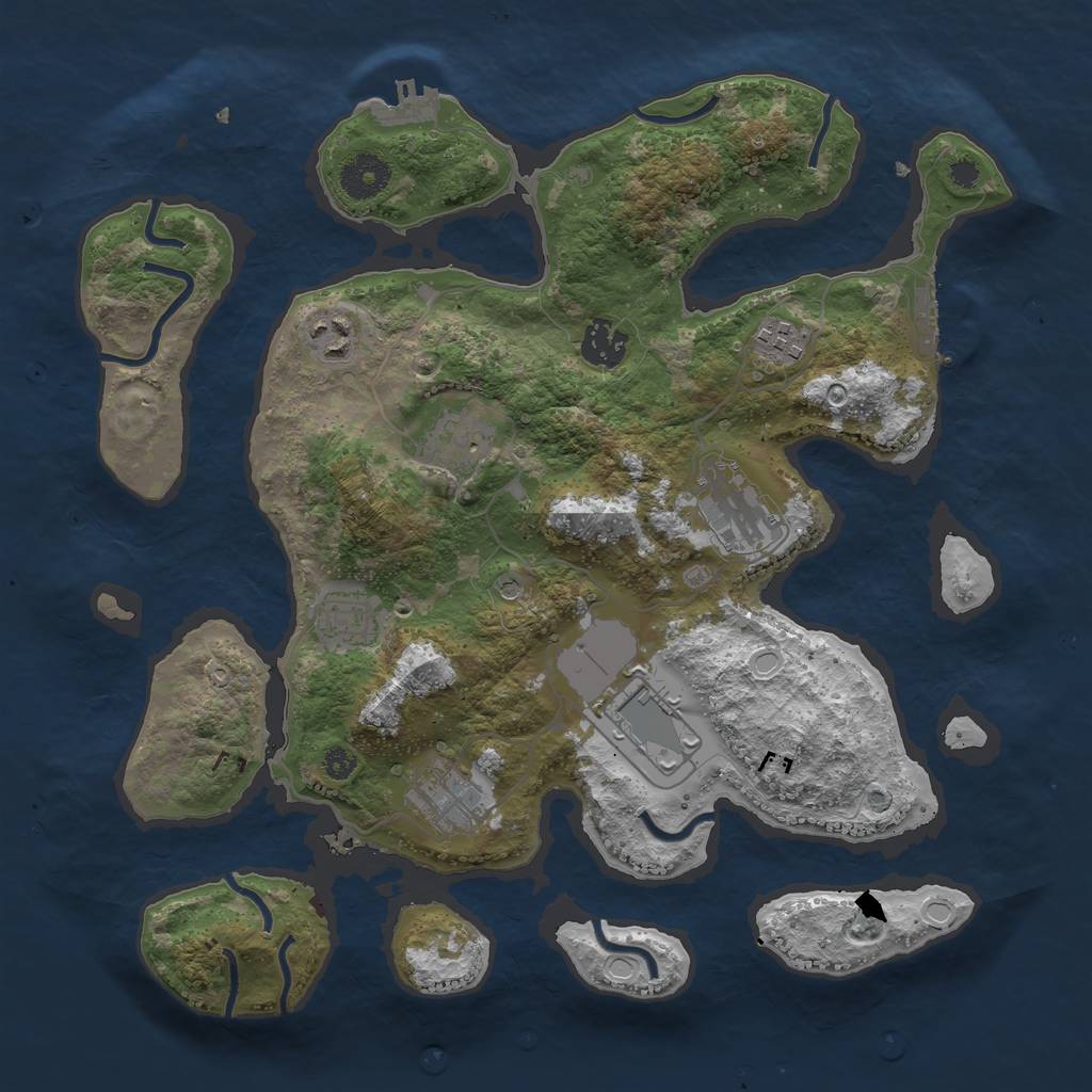 Rust Map: Procedural Map, Size: 3500, Seed: 941057, 16 Monuments