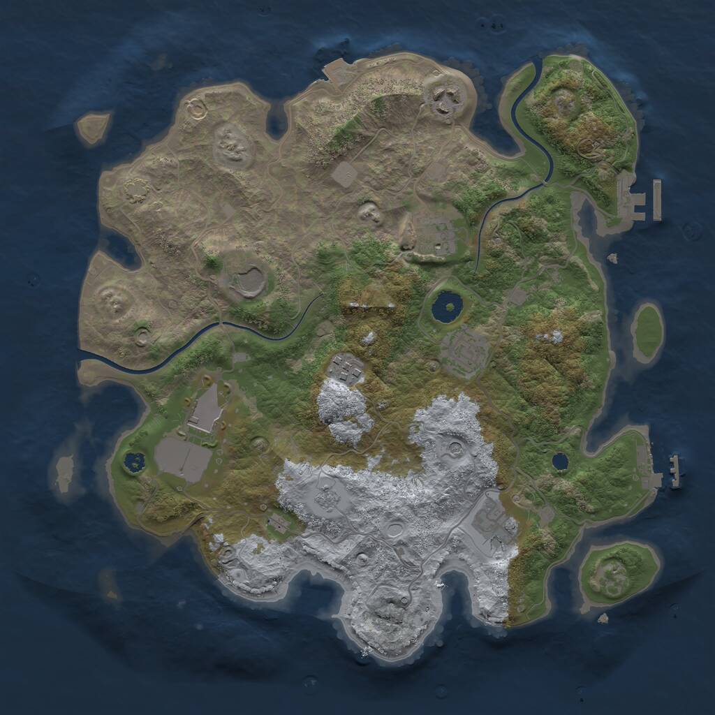 Rust Map: Procedural Map, Size: 3500, Seed: 93522186, 13 Monuments