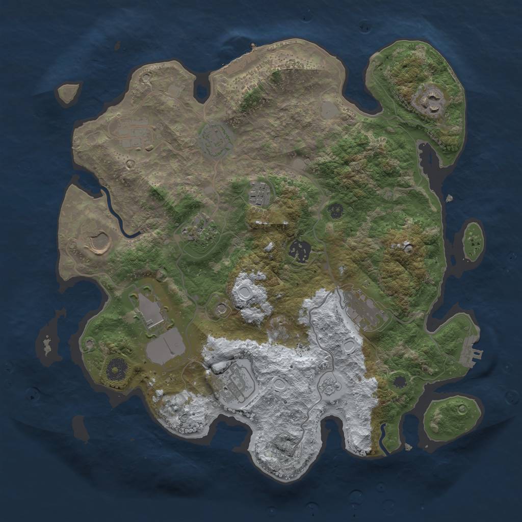 Rust Map: Procedural Map, Size: 3500, Seed: 93522186, 19 Monuments