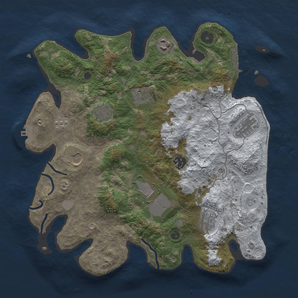 Rust Map: Procedural Map, Size: 3500, Seed: 109344, 18 Monuments