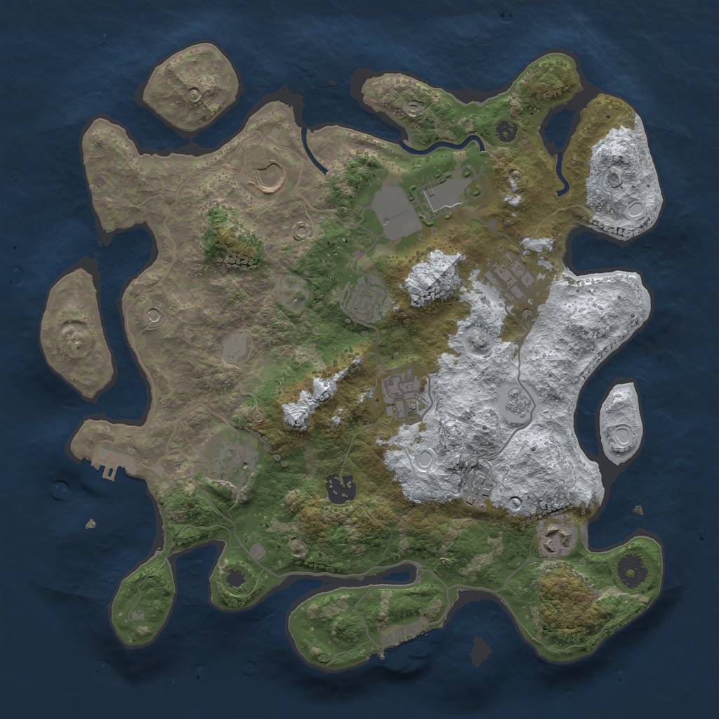 Rust Map: Procedural Map, Size: 3500, Seed: 658364516, 18 Monuments