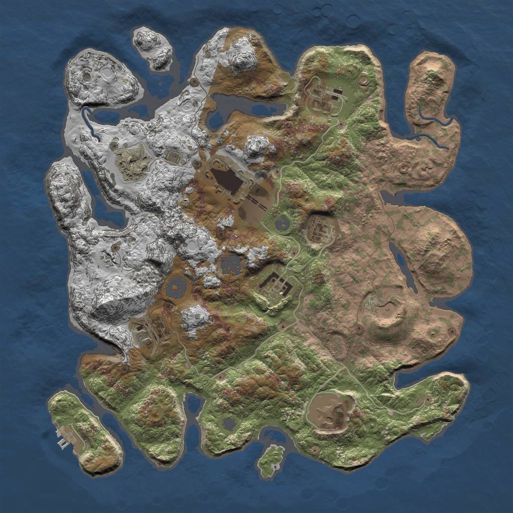Rust Map: Procedural Map, Size: 3600, Seed: 3494803, 14 Monuments