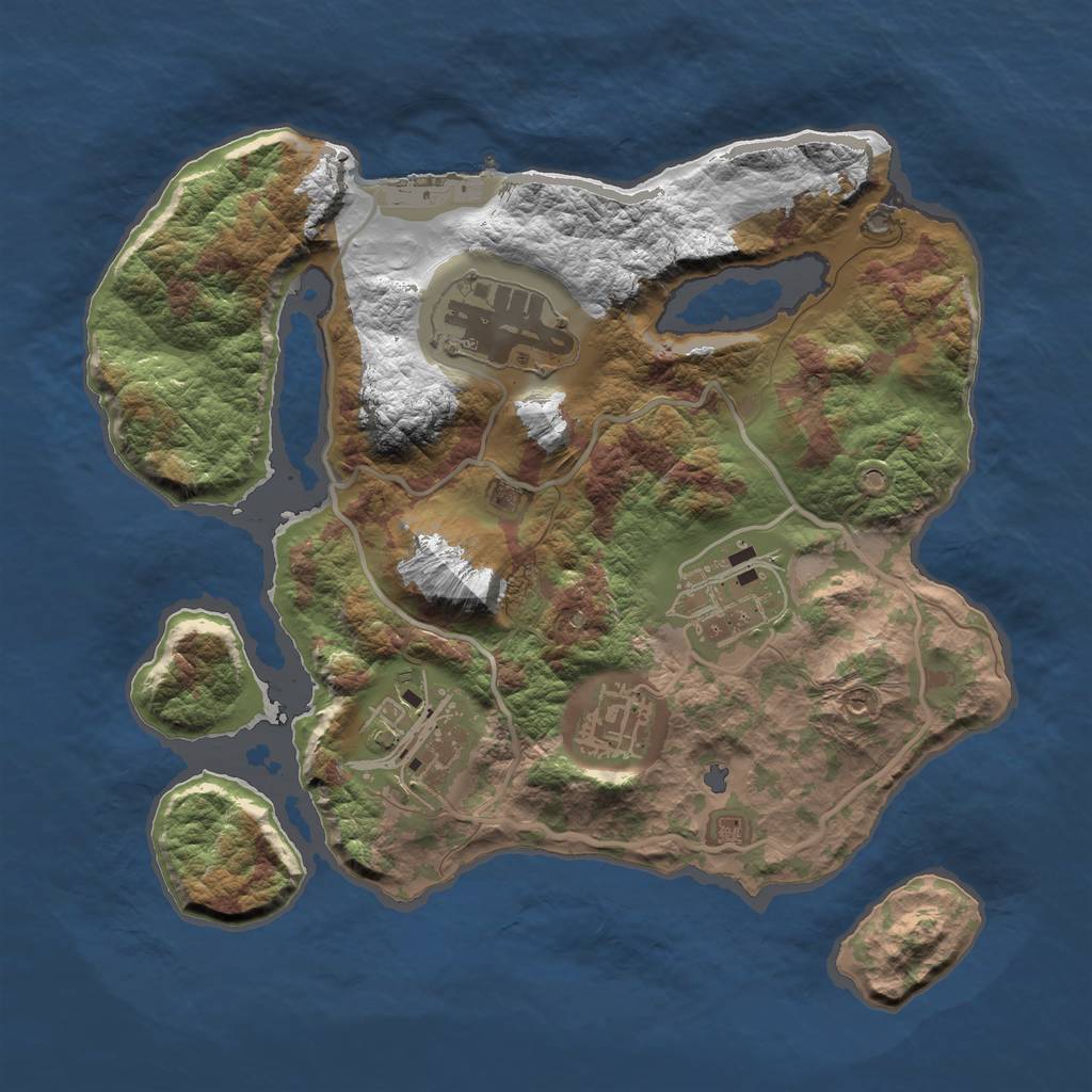 Rust Map: Barren, Size: 2500, Seed: 2052021, 8 Monuments