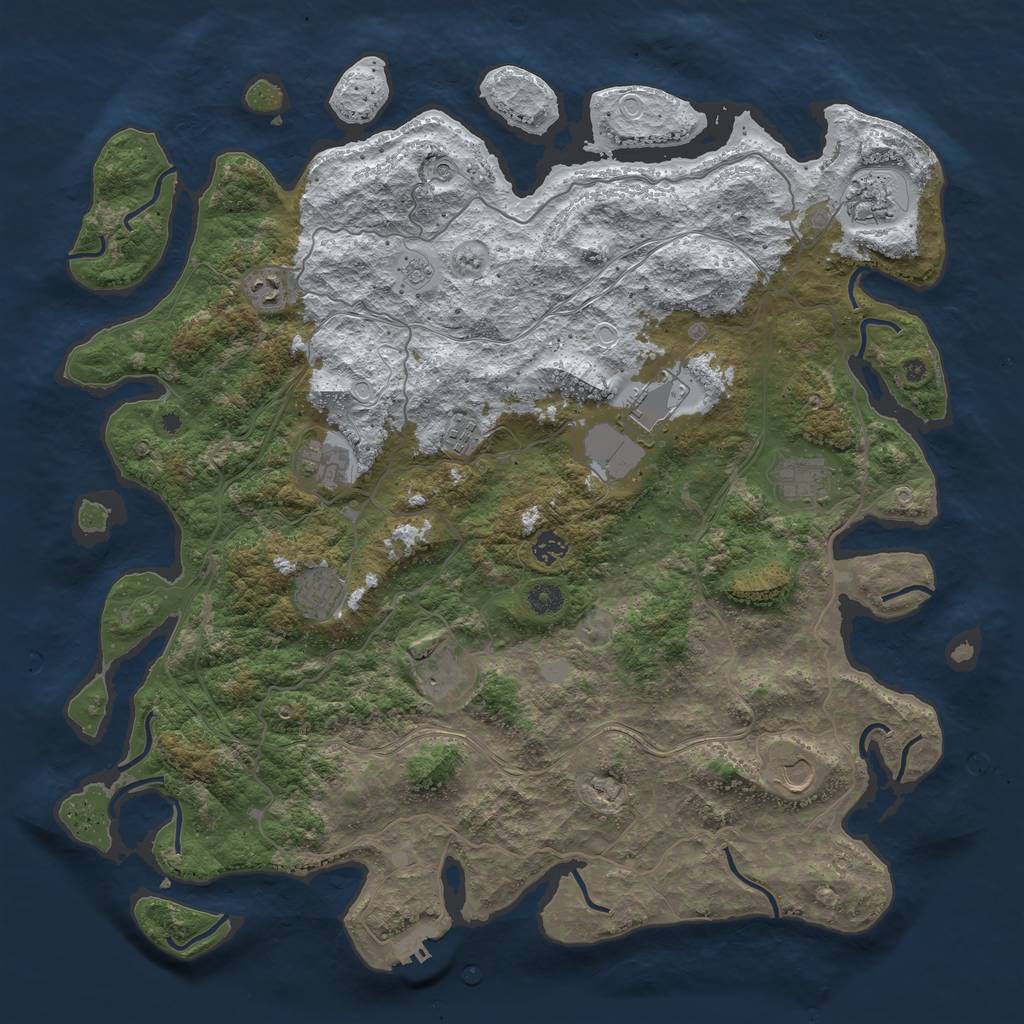 Rust Map: Procedural Map, Size: 4600, Seed: 412512, 18 Monuments