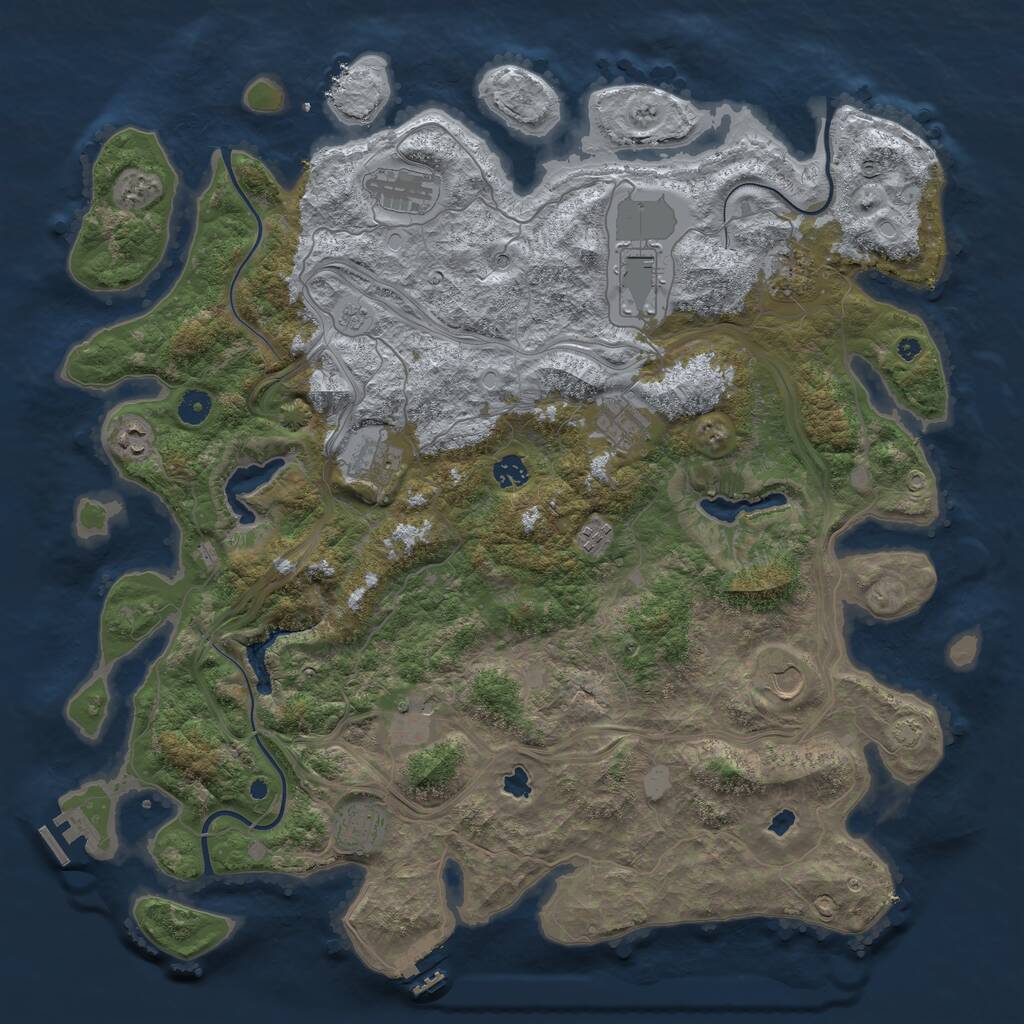 Rust Map: Procedural Map, Size: 4600, Seed: 412512, 17 Monuments