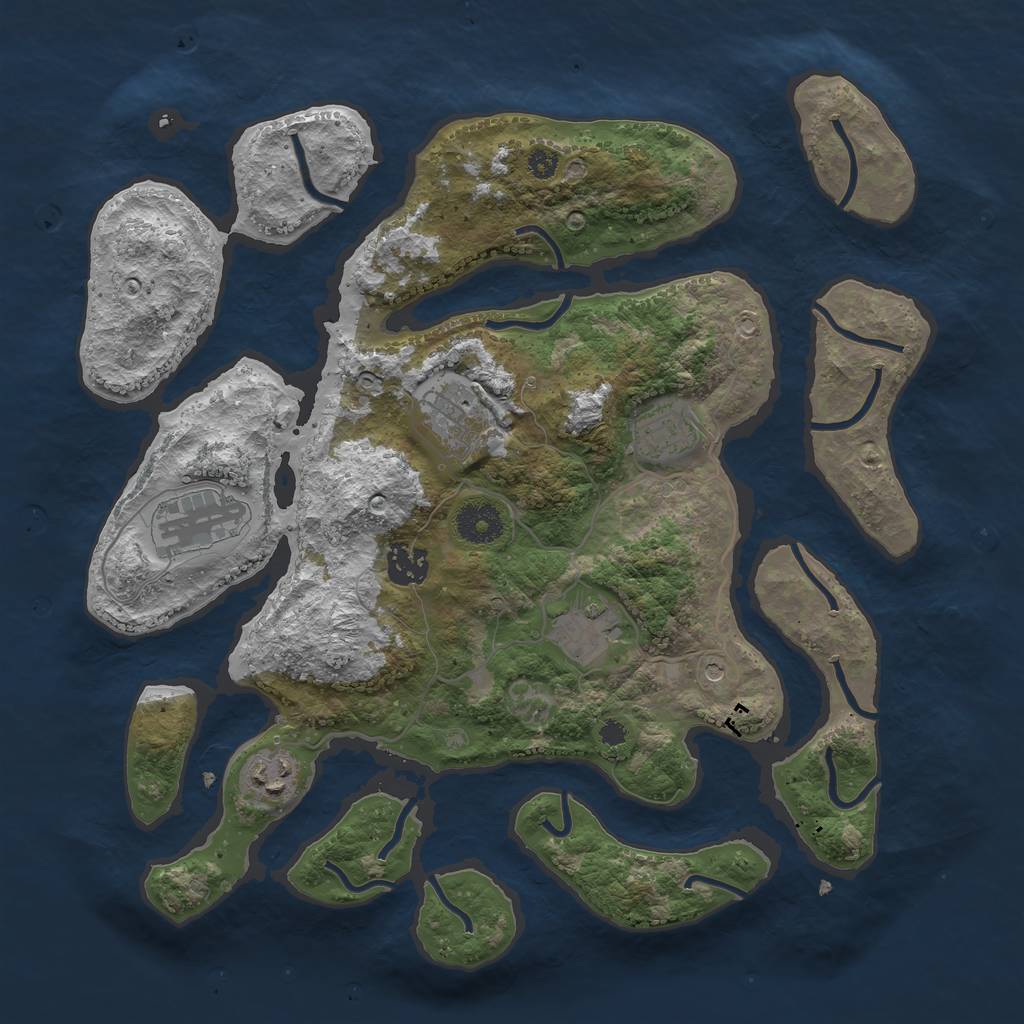 Rust Map: Procedural Map, Size: 3500, Seed: 515361, 9 Monuments