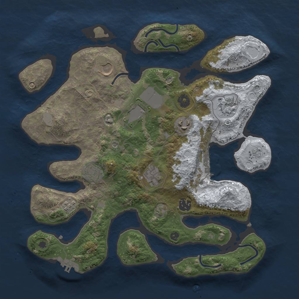 Rust Map: Procedural Map, Size: 3500, Seed: 477839, 17 Monuments