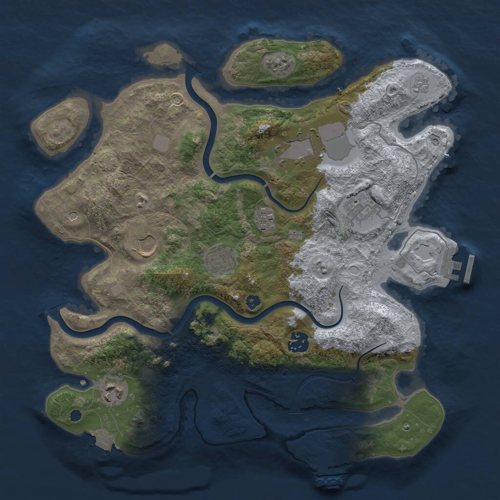 Rust Map: Procedural Map, Size: 3500, Seed: 477839, 13 Monuments