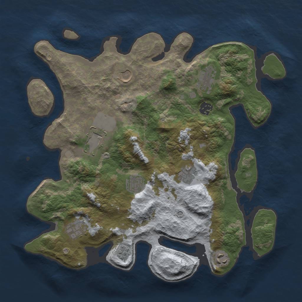 Rust Map: Barren, Size: 3600, Seed: 624162126, 12 Monuments