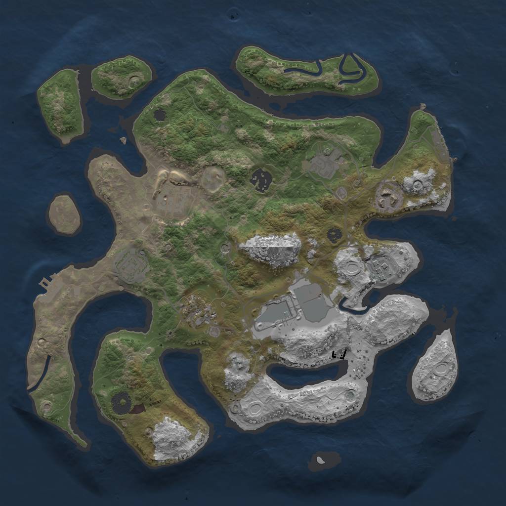 Rust Map: Procedural Map, Size: 3500, Seed: 716404, 19 Monuments