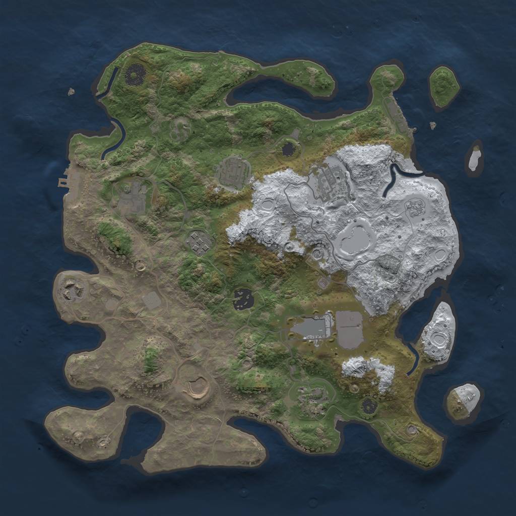 Rust Map: Procedural Map, Size: 3500, Seed: 1546, 18 Monuments