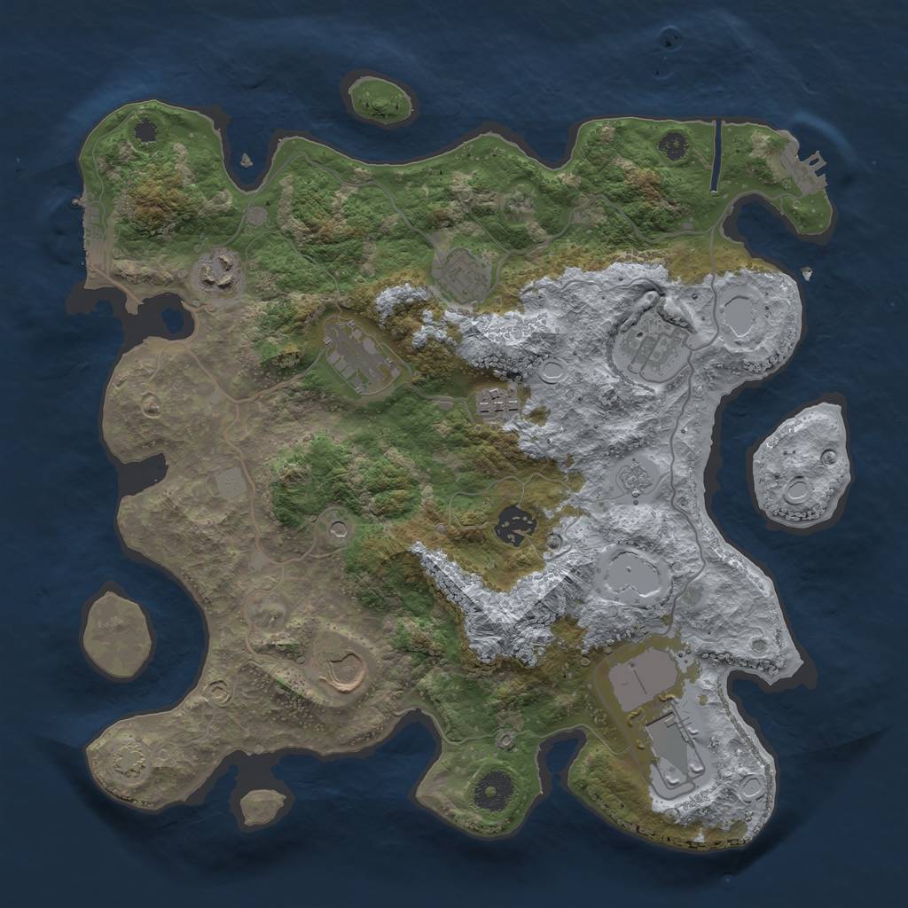 Rust Map: Procedural Map, Size: 3500, Seed: 145686, 16 Monuments