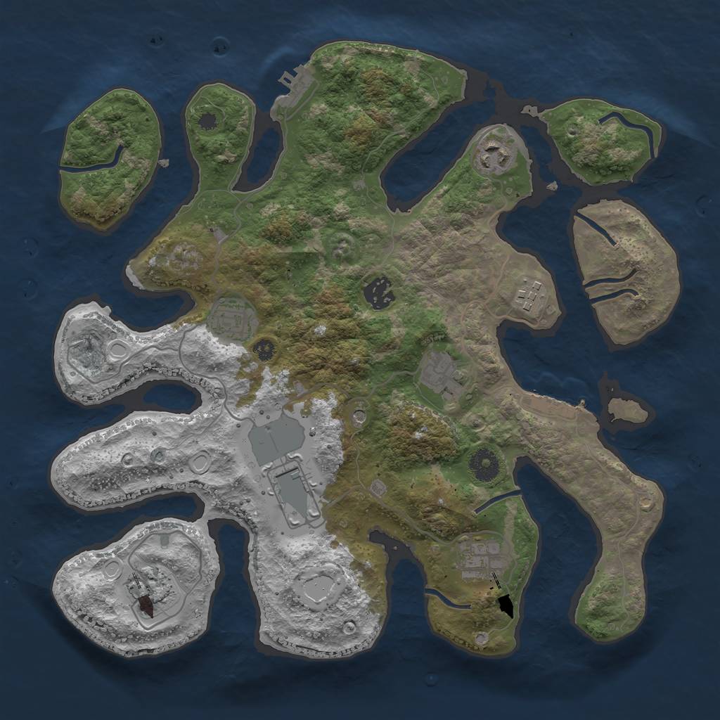 Rust Map: Procedural Map, Size: 3500, Seed: 91315628, 16 Monuments