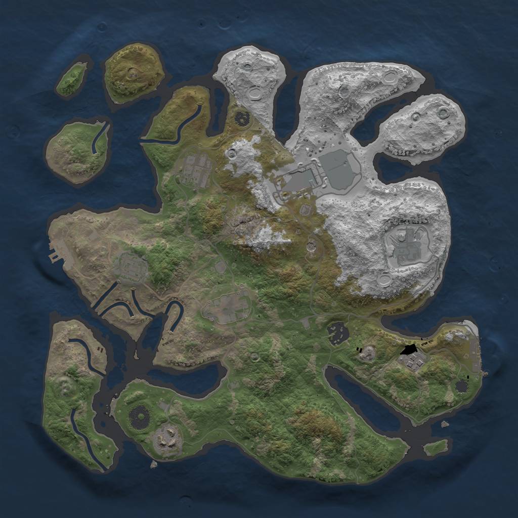 Rust Map: Procedural Map, Size: 3500, Seed: 542485, 19 Monuments