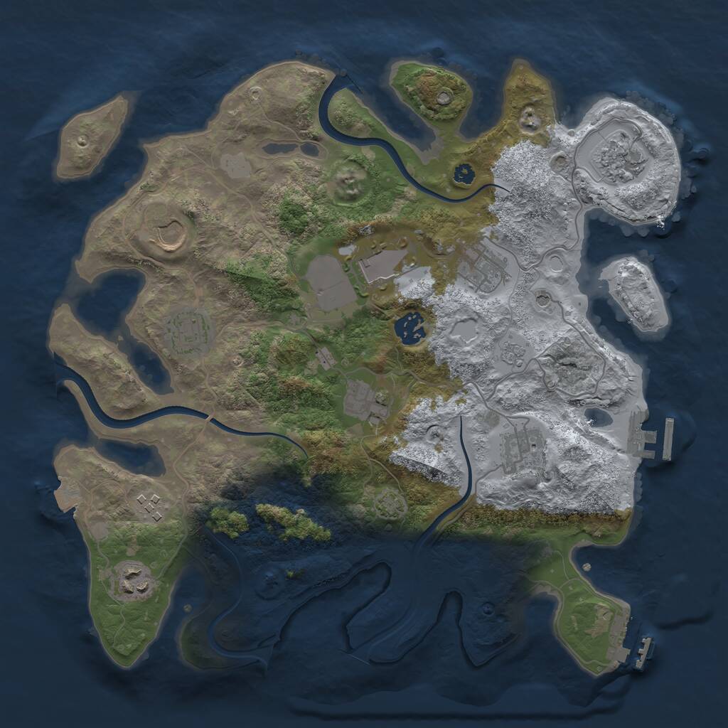 Rust Map: Procedural Map, Size: 3500, Seed: 209684954, 16 Monuments