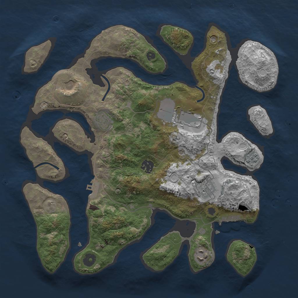 Rust Map: Procedural Map, Size: 3500, Seed: 209684954, 18 Monuments