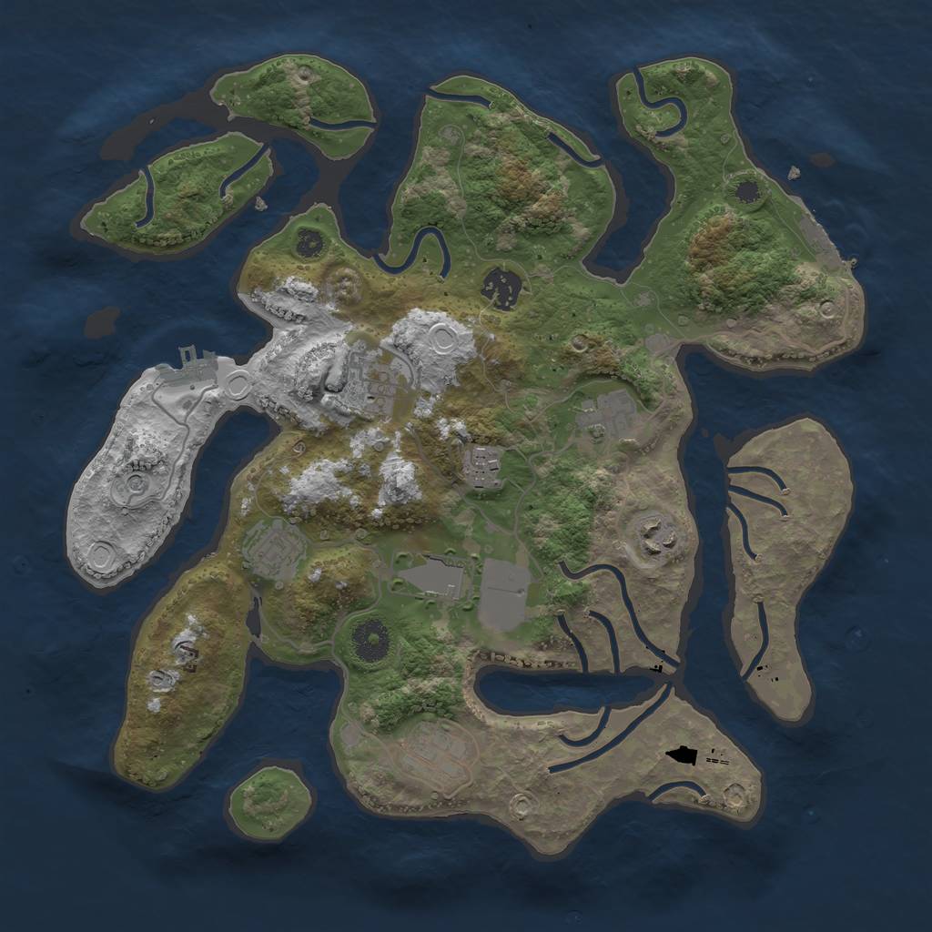 Rust Map: Procedural Map, Size: 3500, Seed: 86948203, 16 Monuments