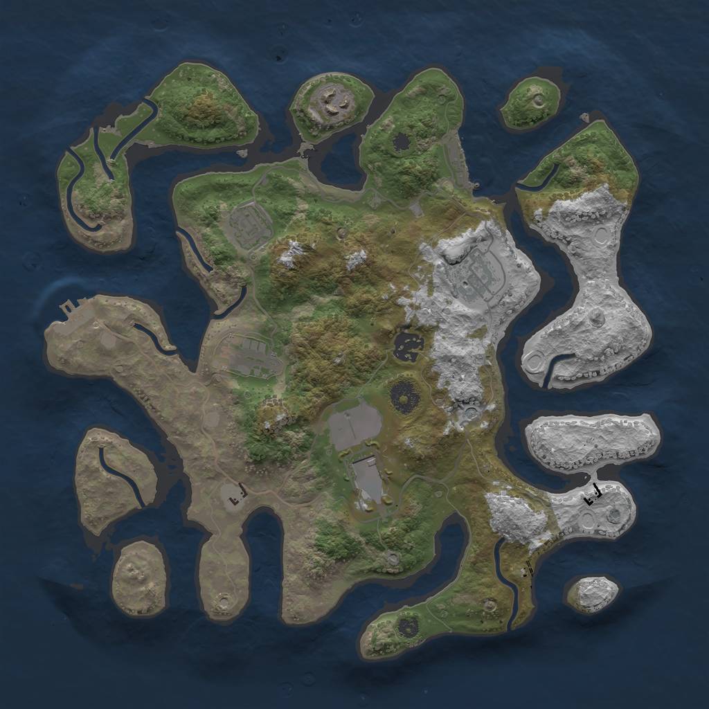 Rust Map: Procedural Map, Size: 3500, Seed: 969048, 14 Monuments