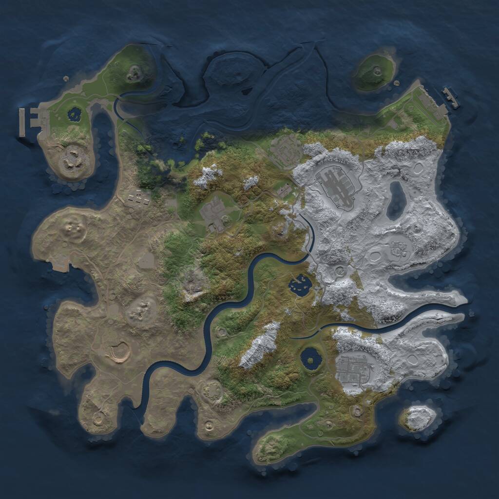 Rust Map: Procedural Map, Size: 3500, Seed: 969048, 14 Monuments