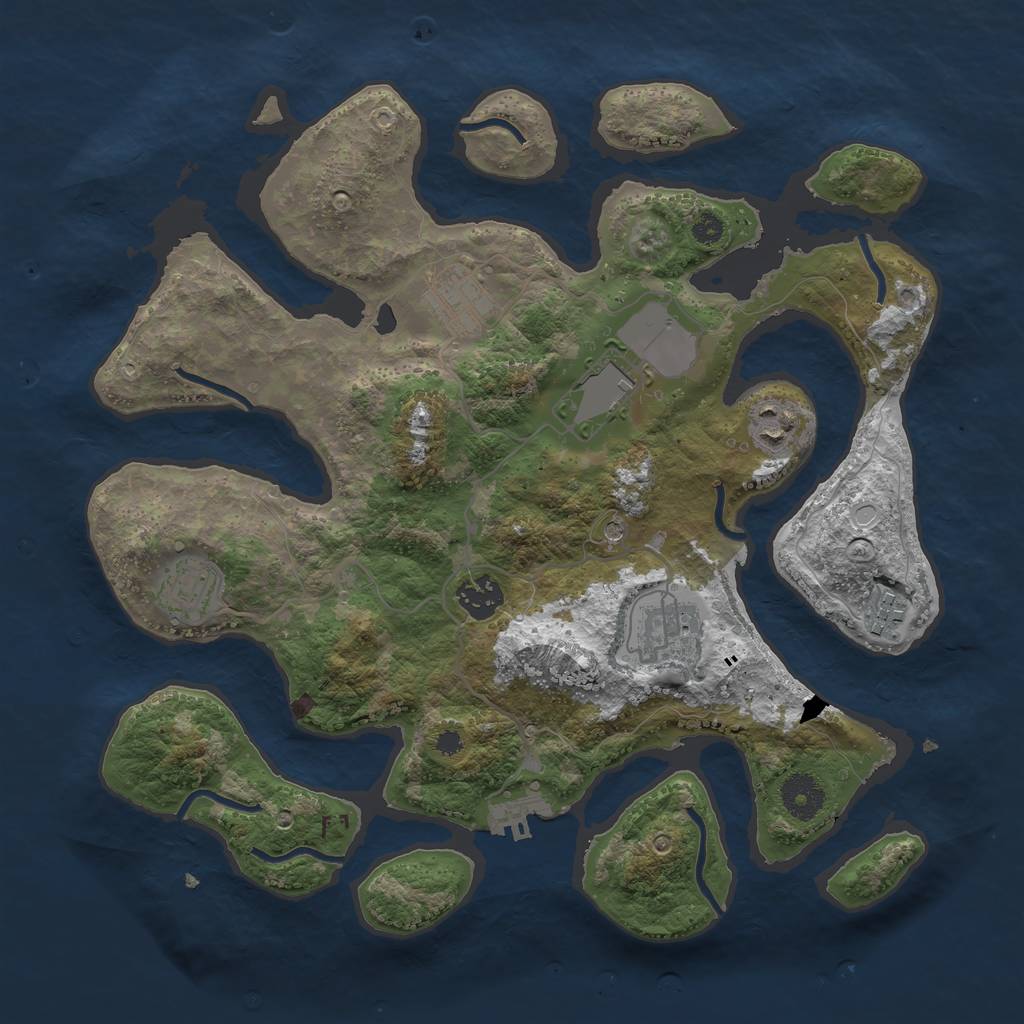 Rust Map: Procedural Map, Size: 3500, Seed: 274869, 17 Monuments