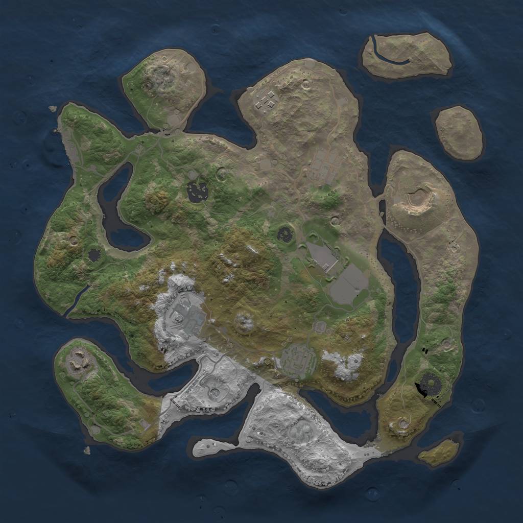 Rust Map: Procedural Map, Size: 3500, Seed: 831683, 12 Monuments