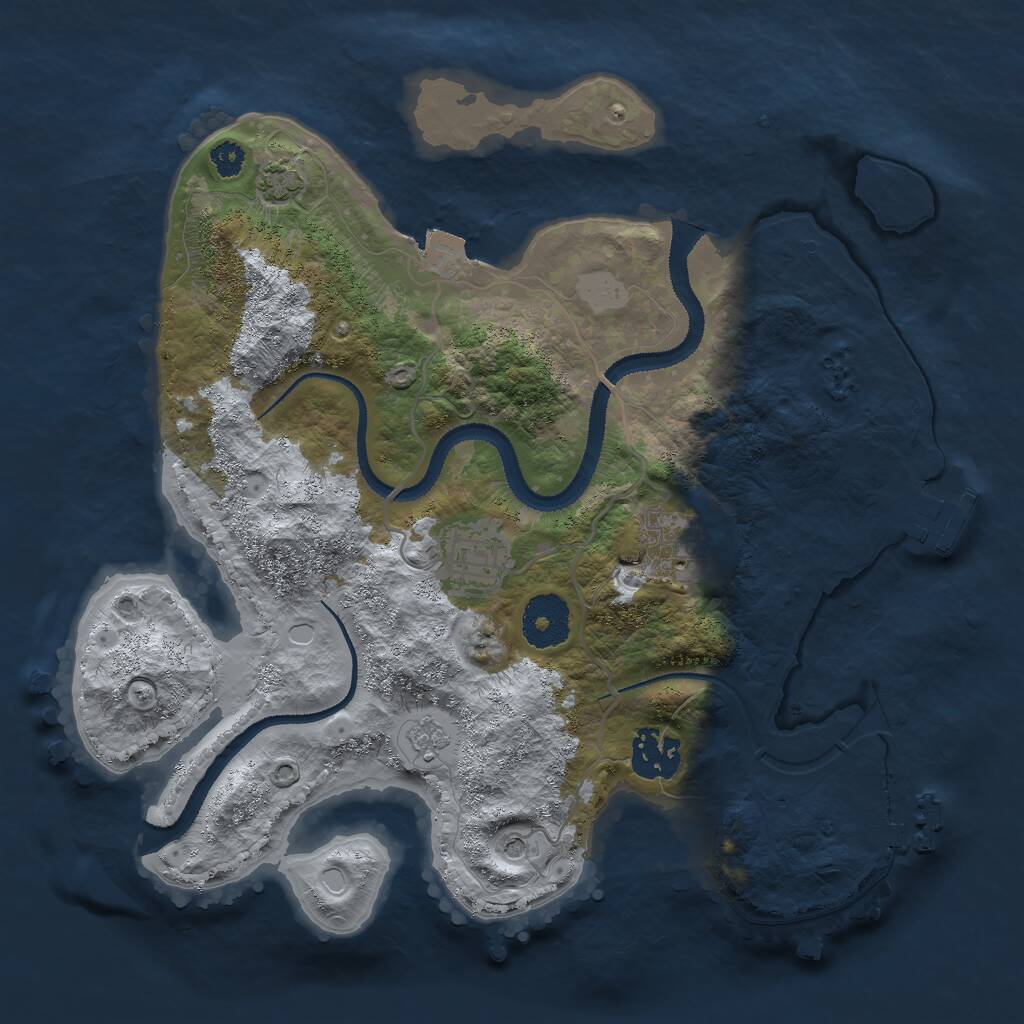Rust Map: Procedural Map, Size: 3000, Seed: 27634343, 9 Monuments