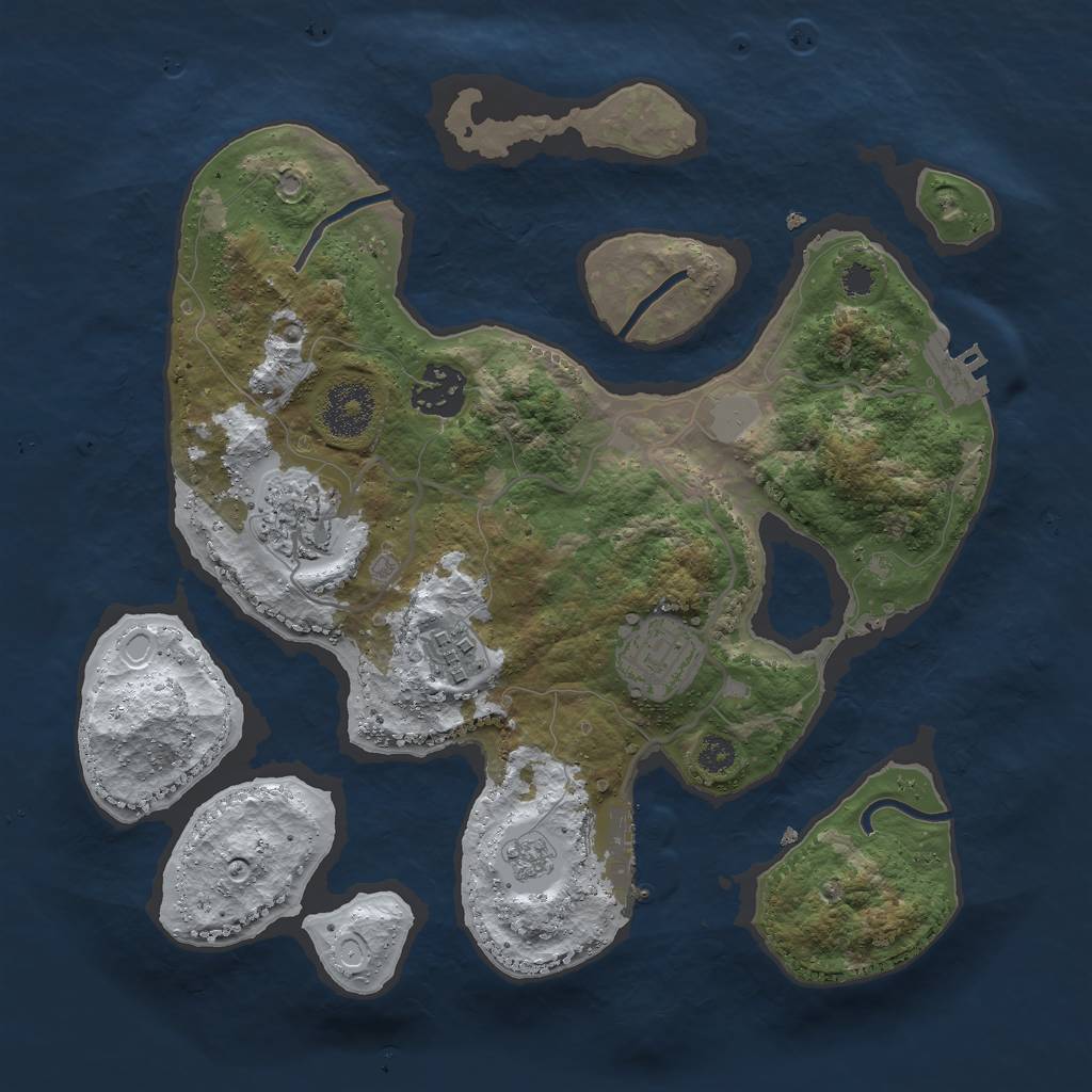 Rust Map: Procedural Map, Size: 3000, Seed: 27634343, 12 Monuments