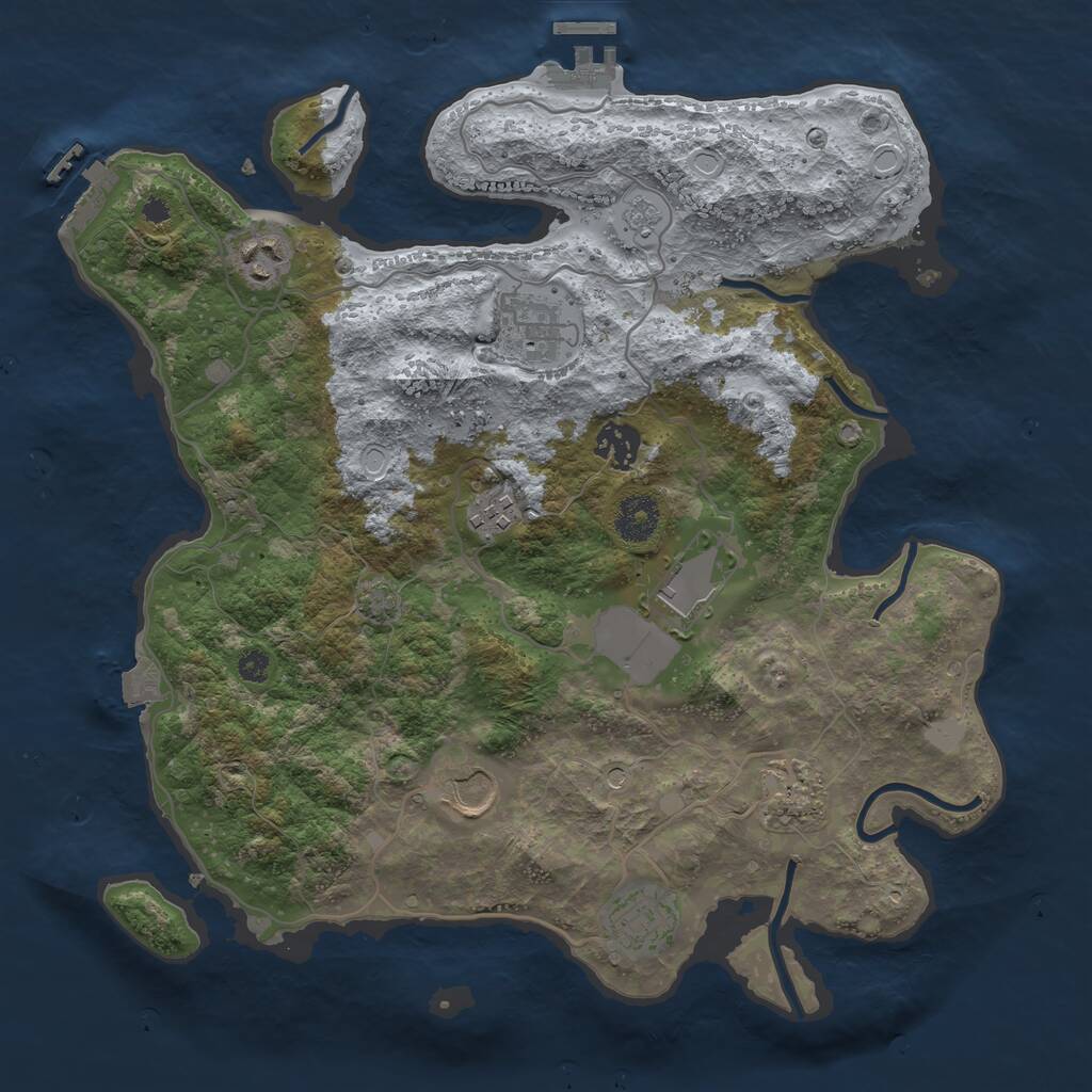 Rust Map: Procedural Map, Size: 3500, Seed: 301899, 14 Monuments