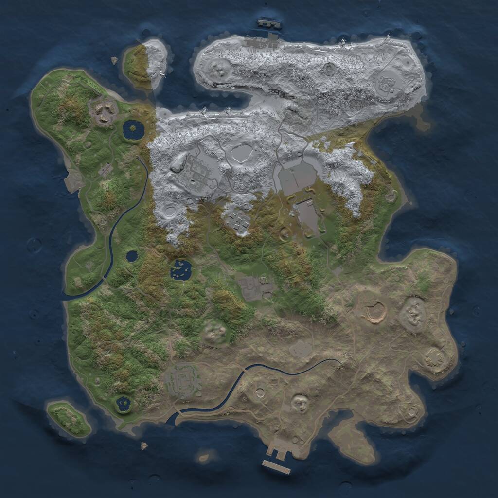 Rust Map: Procedural Map, Size: 3500, Seed: 301899, 14 Monuments