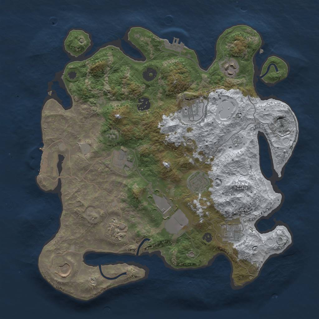 Rust Map: Procedural Map, Size: 3500, Seed: 810662, 18 Monuments