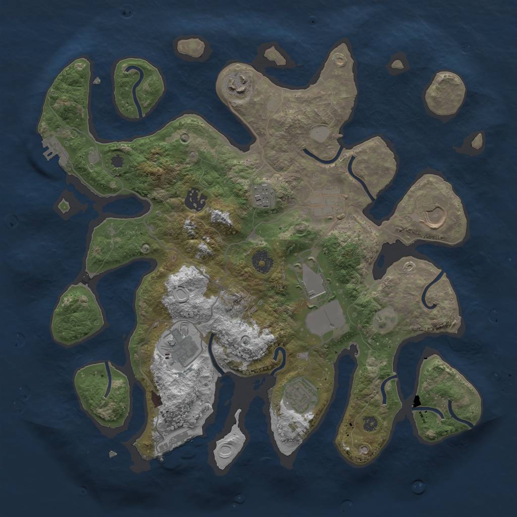 Rust Map: Procedural Map, Size: 3500, Seed: 698453, 15 Monuments