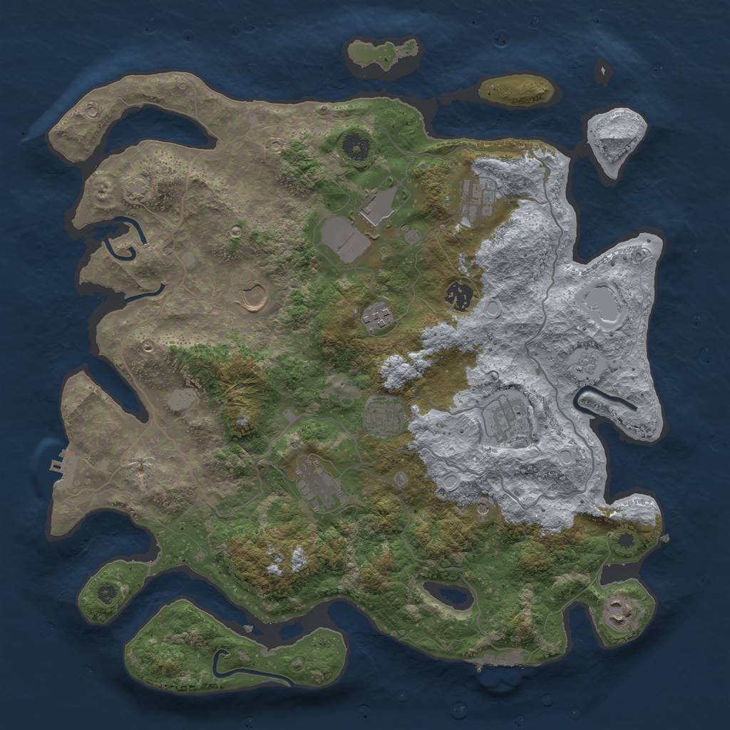 Rust Map: Procedural Map, Size: 4000, Seed: 130321, 17 Monuments