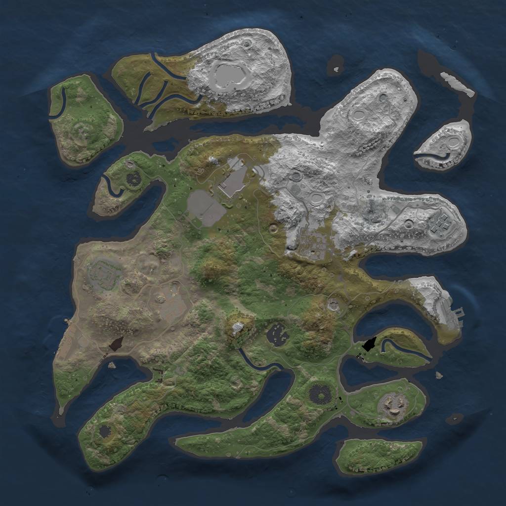 Rust Map: Procedural Map, Size: 3500, Seed: 184743, 15 Monuments